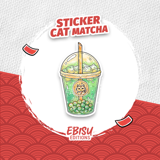 Sticker Cat Matcha