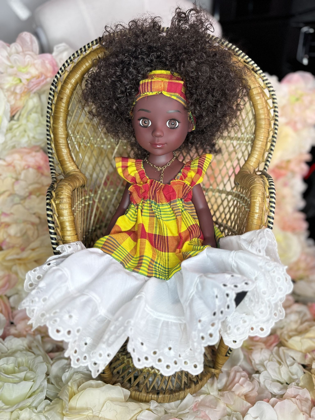 Poupée - Robe madras 100% Coton – Fait main