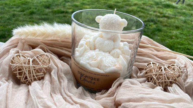 Bougie déco - Orchidée Blanche