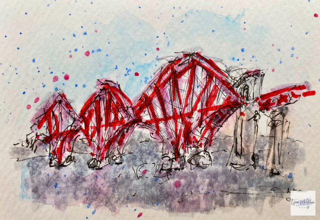 Forth Rail Bridge - Original Watercolour & Pen Sketch