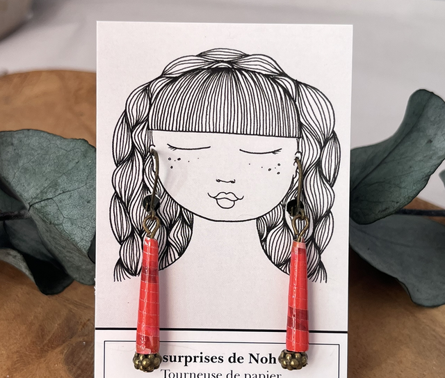 Boucles d’oreilles perles de papier 