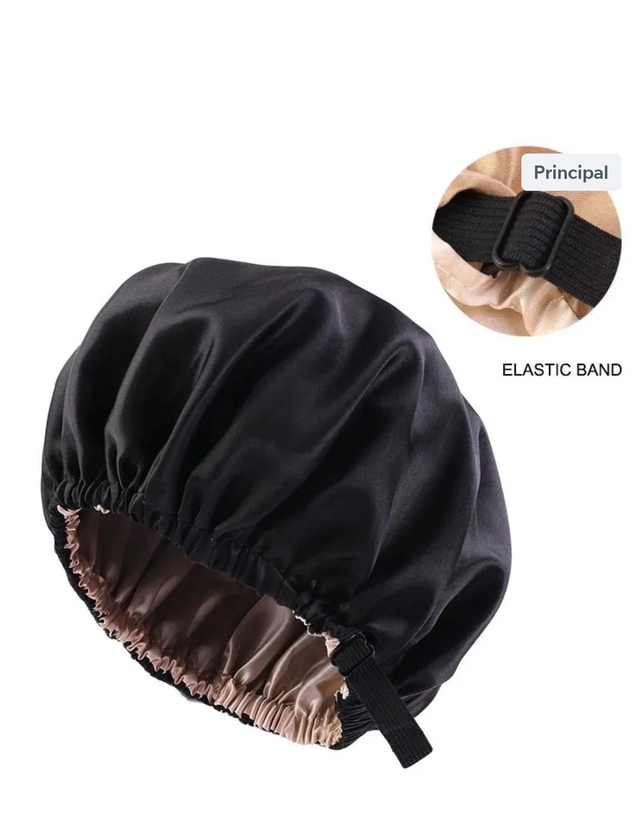 Bonnet rond ajustable satin Noir