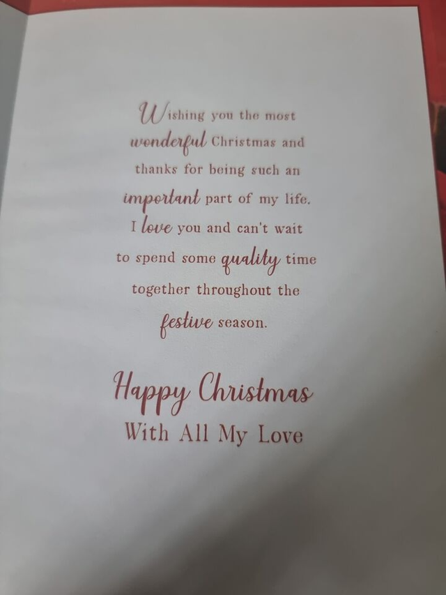 Wife Christmas Card 9"x6" Nice long Verse Special Message Words Roses