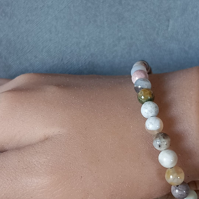 Bracelet ajustable en Opale dendritique