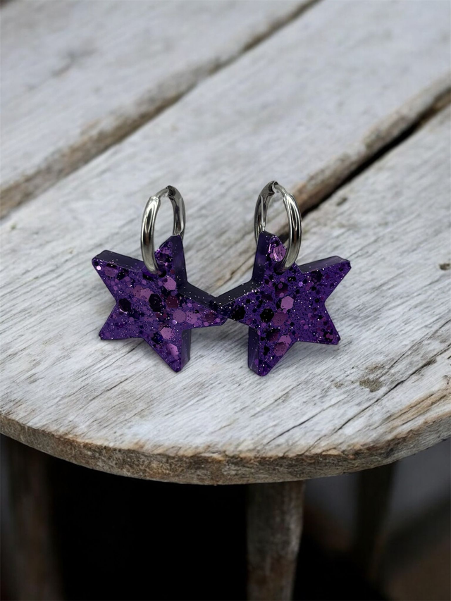 Boucles d'oreilles Etoile résine époxy