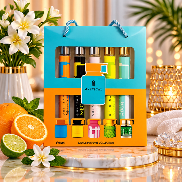 Coffret de 5 Eaux de Parfum 35 ml – Collection Mixte Fraîche, Hespéridée, Florale & Aromatique, Idée Cadeau