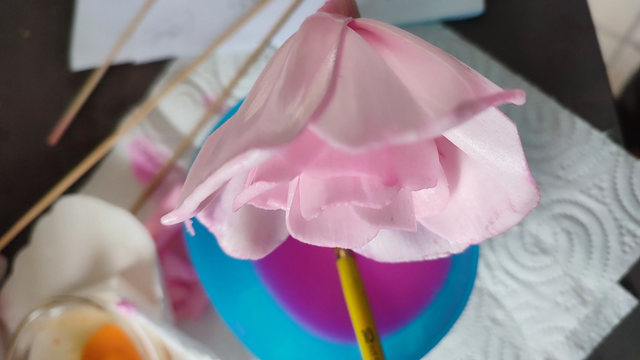 Bouquet de roses en bois de sola - fait main en France