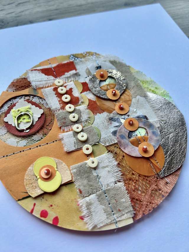 Square Paper + Stitch Collage - Yellow/Orange