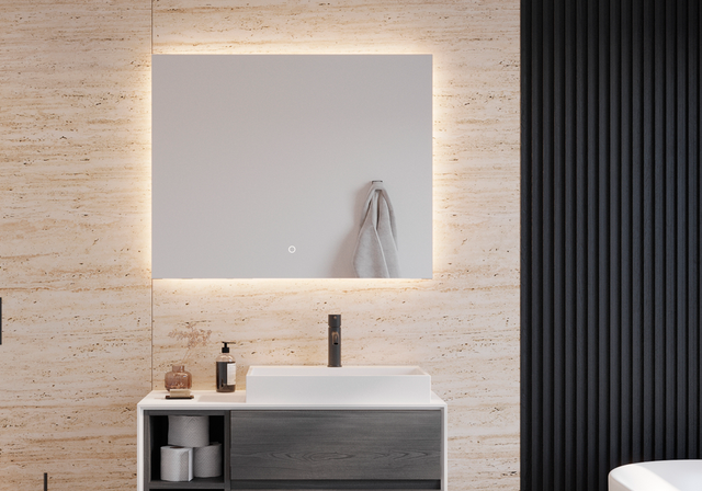 ESPELHO RETANGULAR RETROILUMINADO DORADO