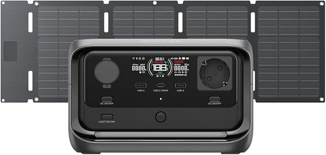 EcoFlow RIVER 3 Plus – Batterie LFP 286Wh, panneau solaire 45W, sortie 1200W, autonomie 16h+