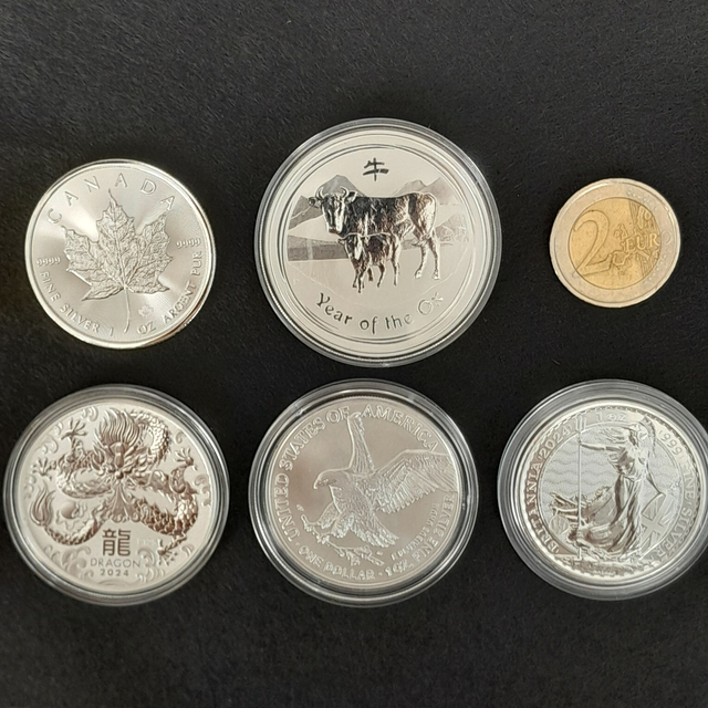Diverse zilveren munten 5x