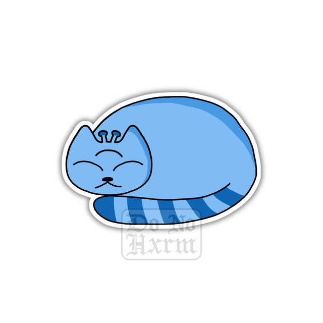 Sleepy Blue Alien Cat Sticker