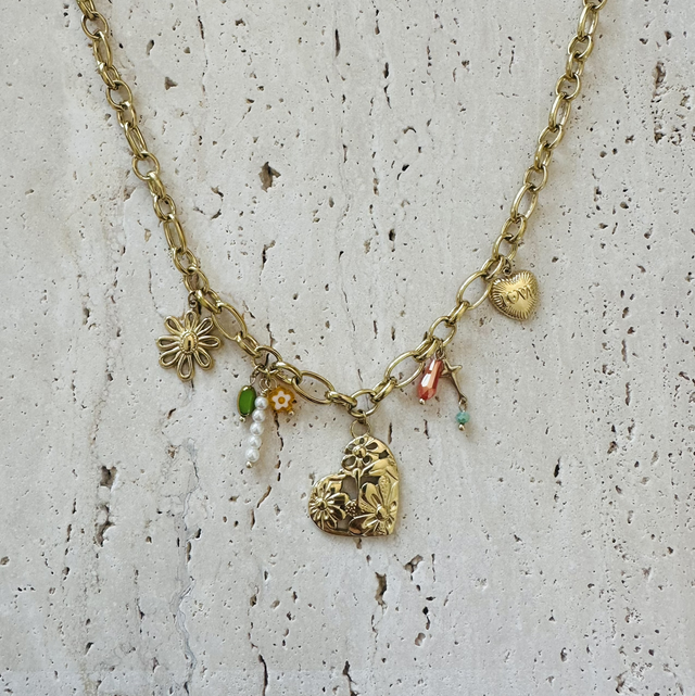 Ketting bloemen hart 