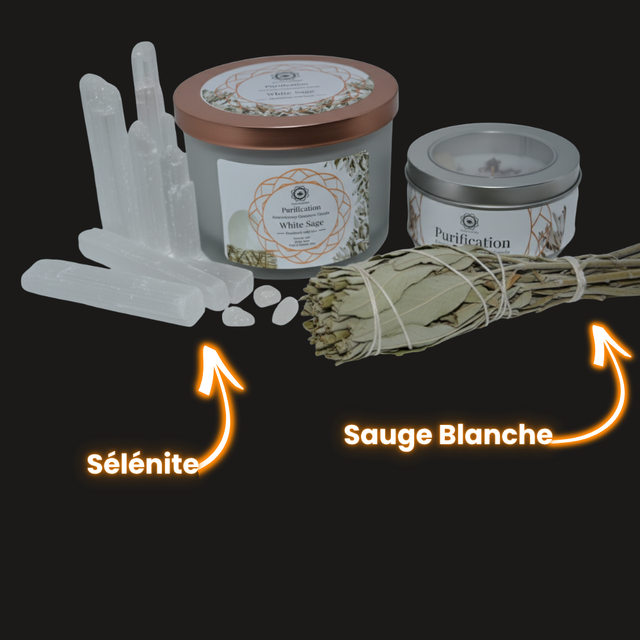 Bougie Green Tree : Purification - Sélénite + Sauge Blanche