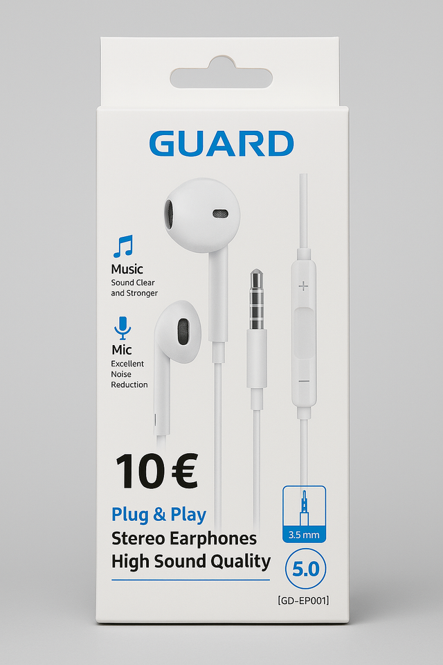 GUARD GD-EP001 Stereo Earphones – 3,5 mm Klinke