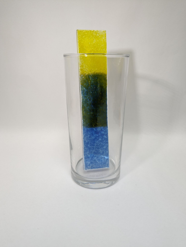 Touillette en verre superposer jaune et bleu