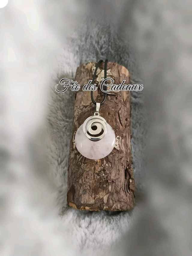 Pendentif Spirale Quartz Rose 