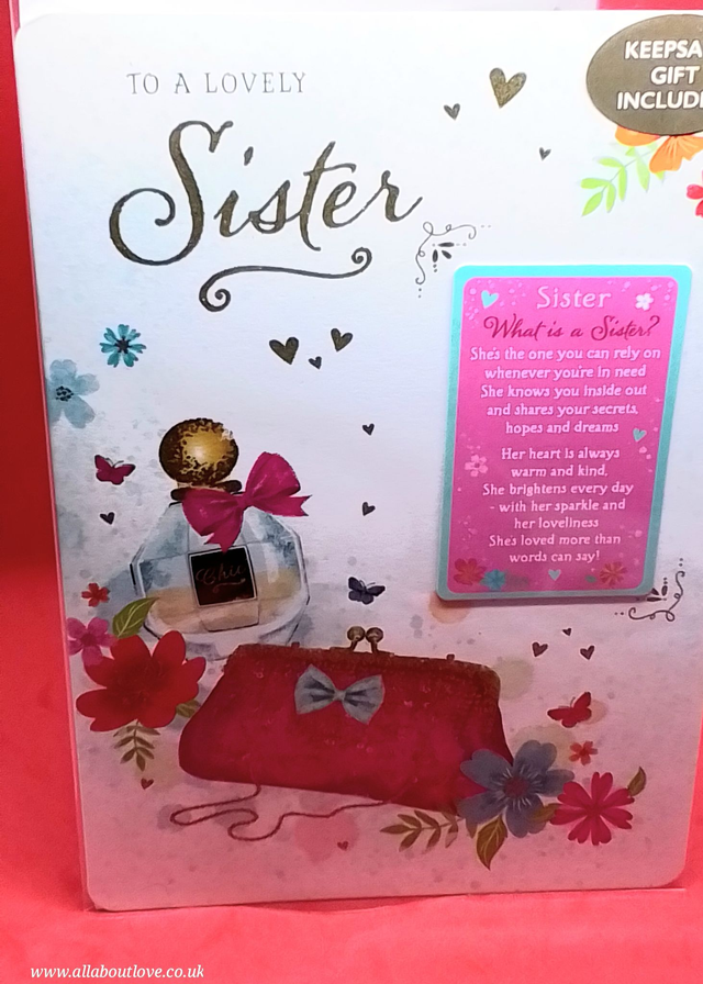 Sister Birthday Card Stunning Design Sentiment Keepsake Card Included 