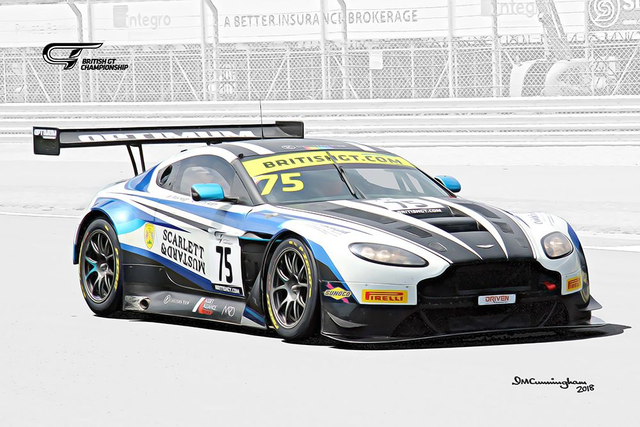 C180812 Aston Martin AMR V12Vantage GT3 British GT 18 Optimum #75 Silverstone
