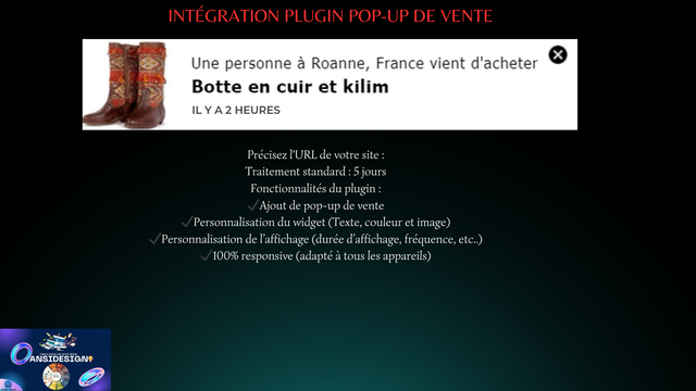 Intégration plugin Pop-up de vente