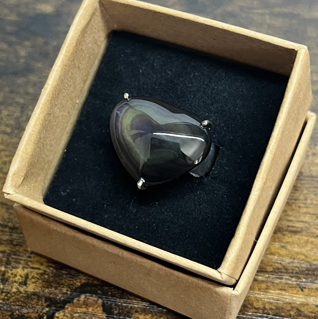 Bague en argent et Obsidienne Œil Céleste - Taille 54