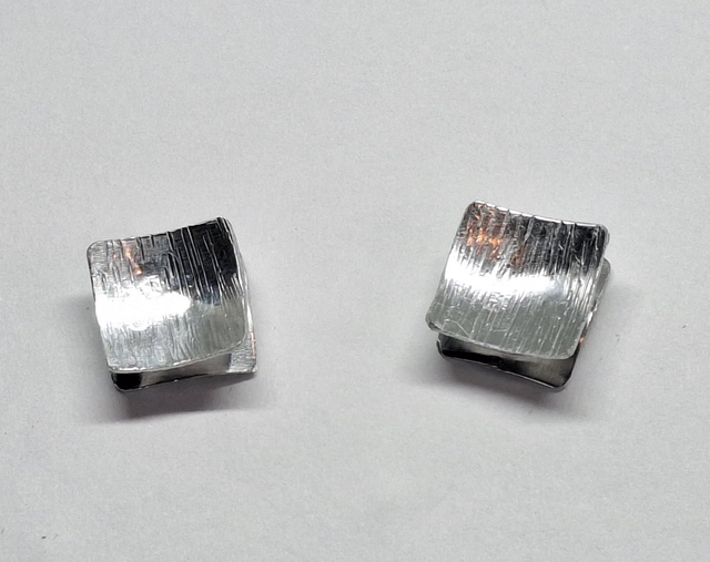 Textured Double Layer Square Studs