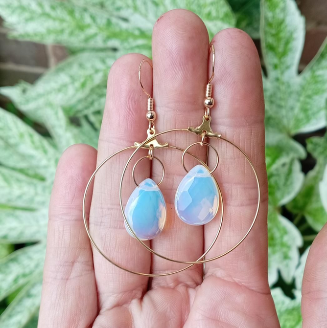 Opalite Gold Hoop Earrings