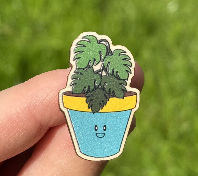 Plant Pot Pal Wooden Pin Badge