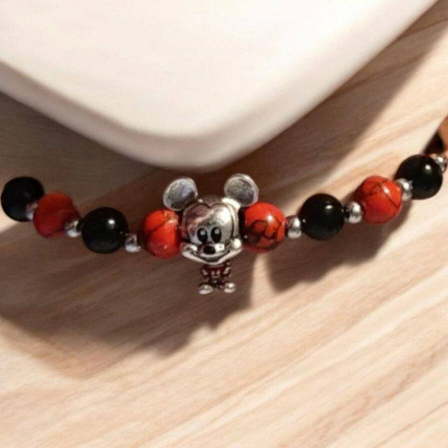 Bracelet Pandolith Onyx/Howlite teinté rouge