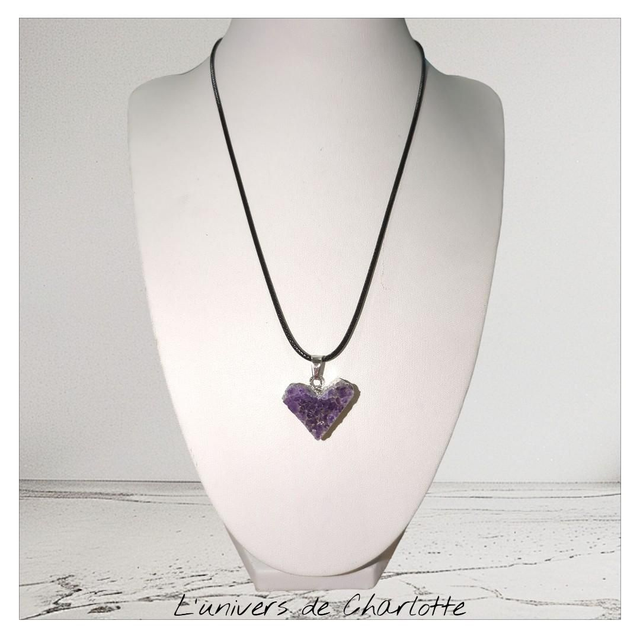 Pendentif "Améthyste brute" coeur PN-202