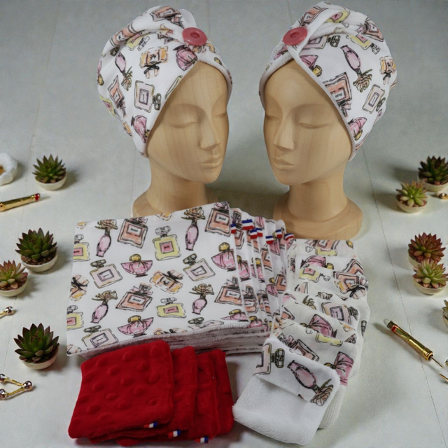 Kit Beauté 23 Pièces – Bambou et coton - Motif Parfum