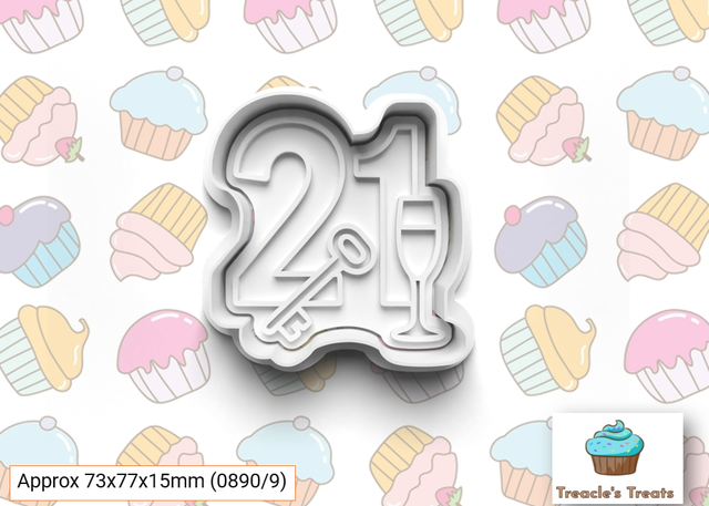 Happy Birthday number 21 Fondant/cookie stamp with cutter (1)
