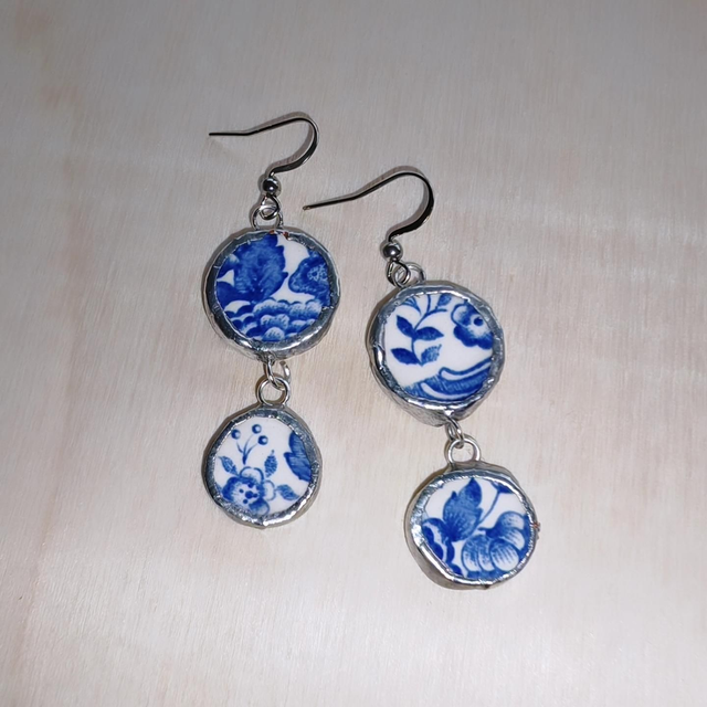 Boucles d'oreilles céramique ancienne double