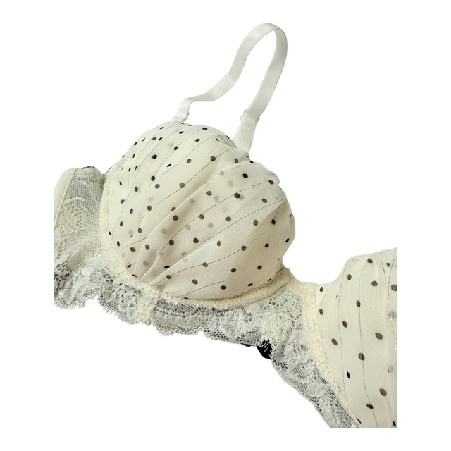 White and black pinstripe Japanese Bra 32A