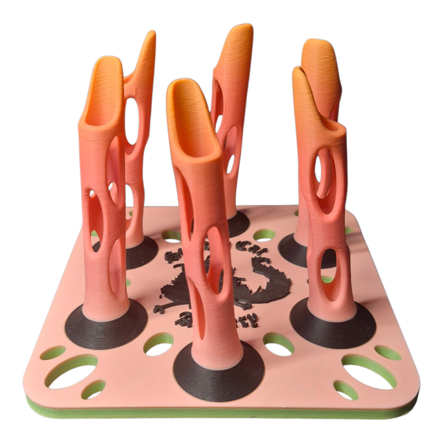 6 Arrow Fletching Stand/ Ground Quiver Pinky, Orange and Black 