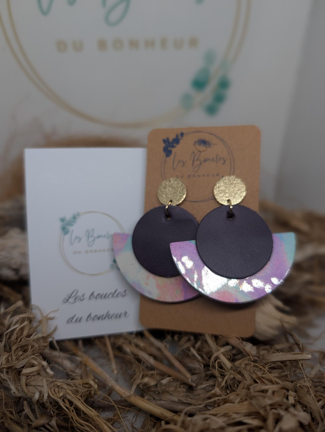 Boucles d'oreilles Dona prune pastel do022