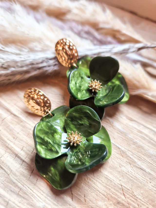 Boucles d'oreilles "Zara" - Modèle kaki