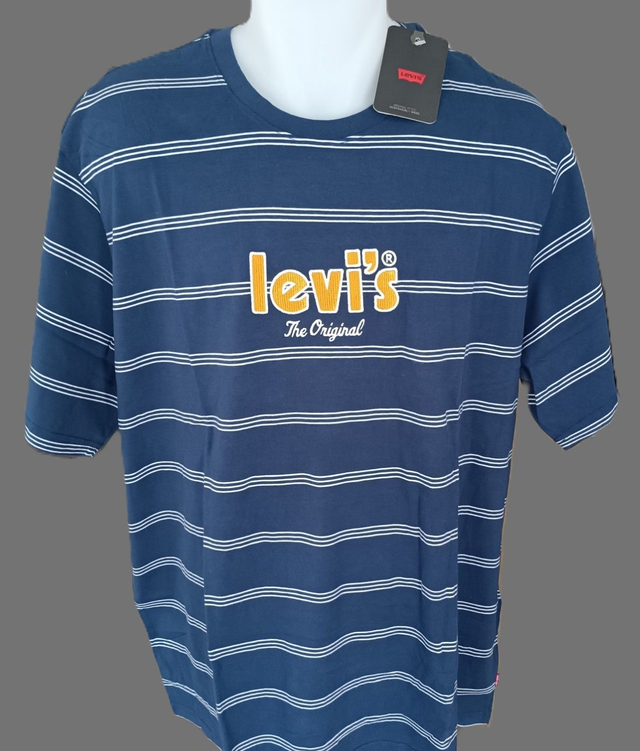 T-shirt Levi’s Relaxed Homme – Rayures Bleu et Blanc – Logo "Levi’s The Original"