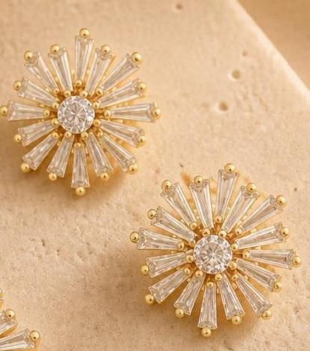 Boucles d'Oreilles Clous Lova Flower Shine – Acier Inoxydable &amp; Zirconium