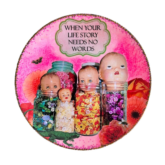 Pink Upcycled Wall Plate - "When Your Life Story Needs No Words" by House of Frisson