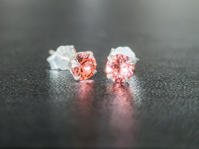 Boucles d&#039;oreilles, cristal 4mm Rose Peach