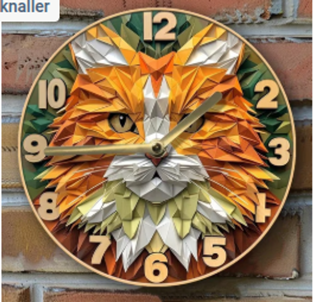 Vintage metalen klok cat (20cm diameter)