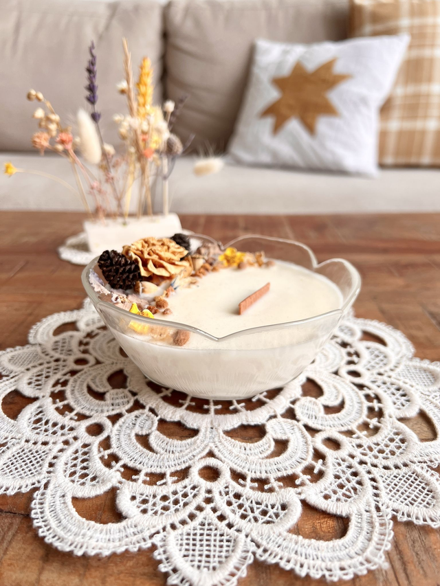 ✨ Bougie Sucre d&#039;orge - grand ramequin &quot;fleur pétale rond&quot;