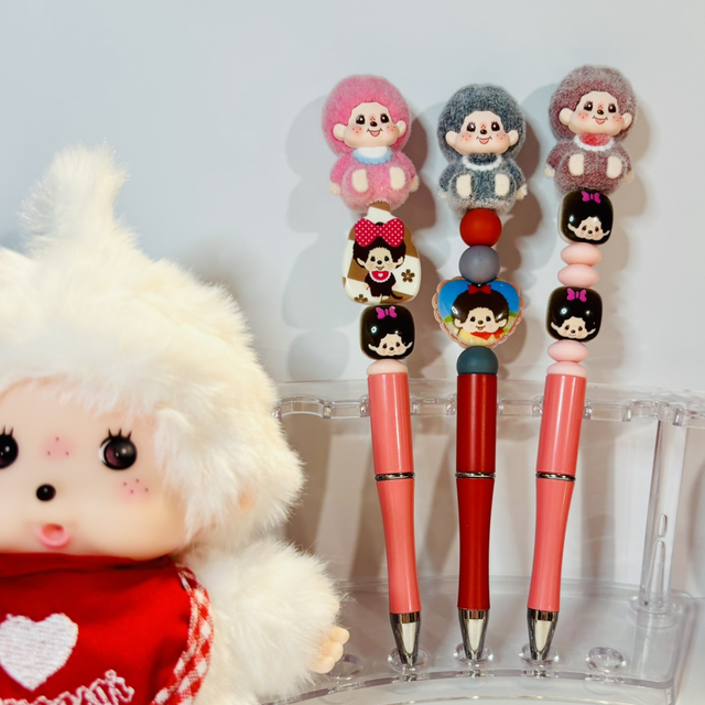 Monchichi Fancy beaded pen - 3 designs 