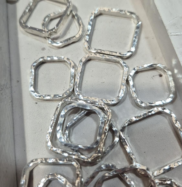 3mm Square Sterling Silver Ring with Hammered Texture 