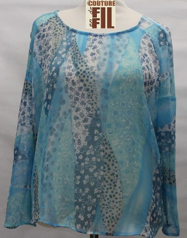 BLOUSE transparente   bleu turquoise 