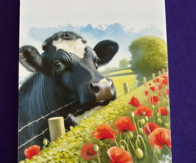 Plain Note Pad Cow black/white at wire fence