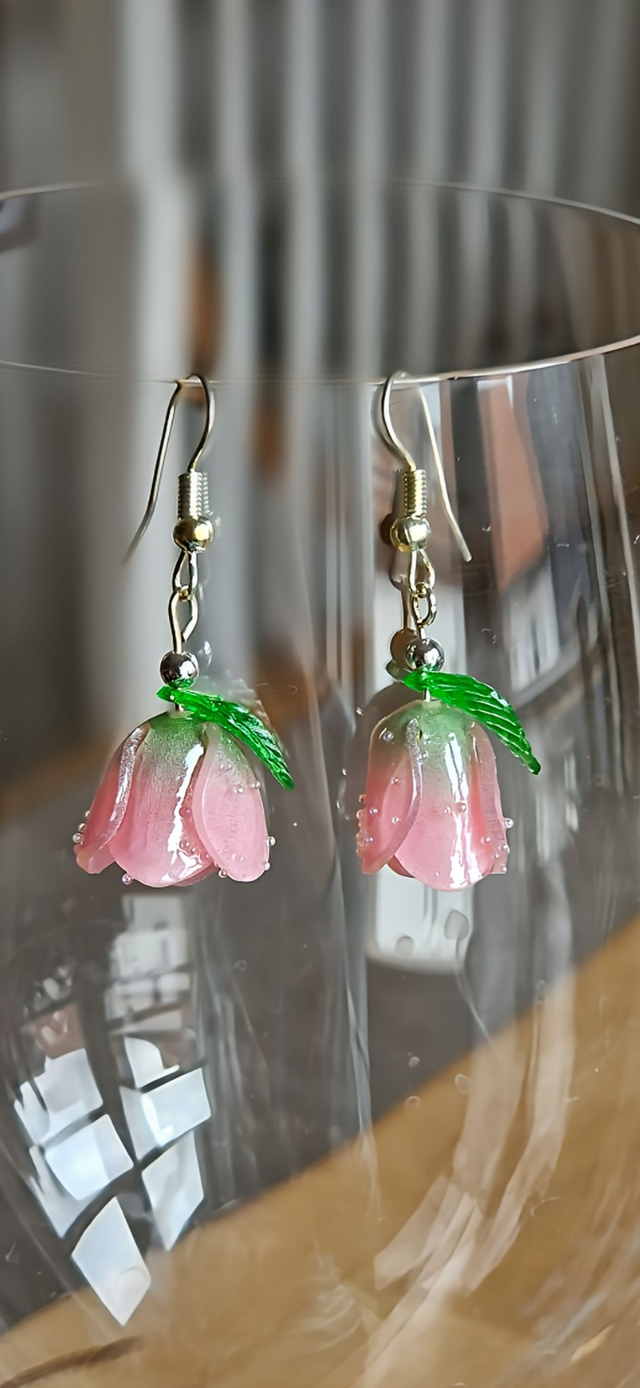 Süsse Blütenohrringe in Rosa     Ohrschmuck, Feenohrringe