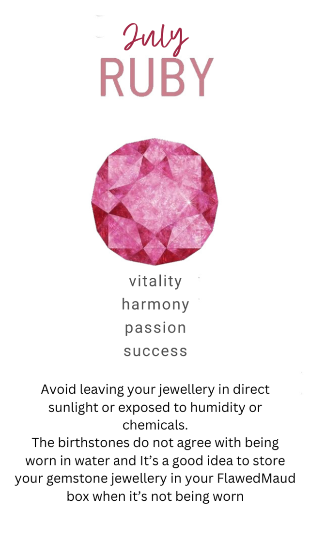 July - Ruby birthstone necklace - raw & wrapped with sterling silver