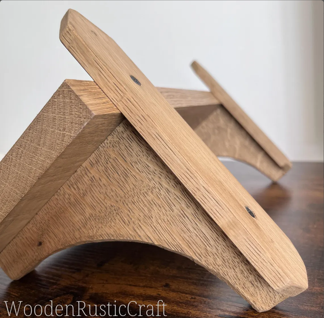 Traditional Oak Shelf with Wooden Brackets